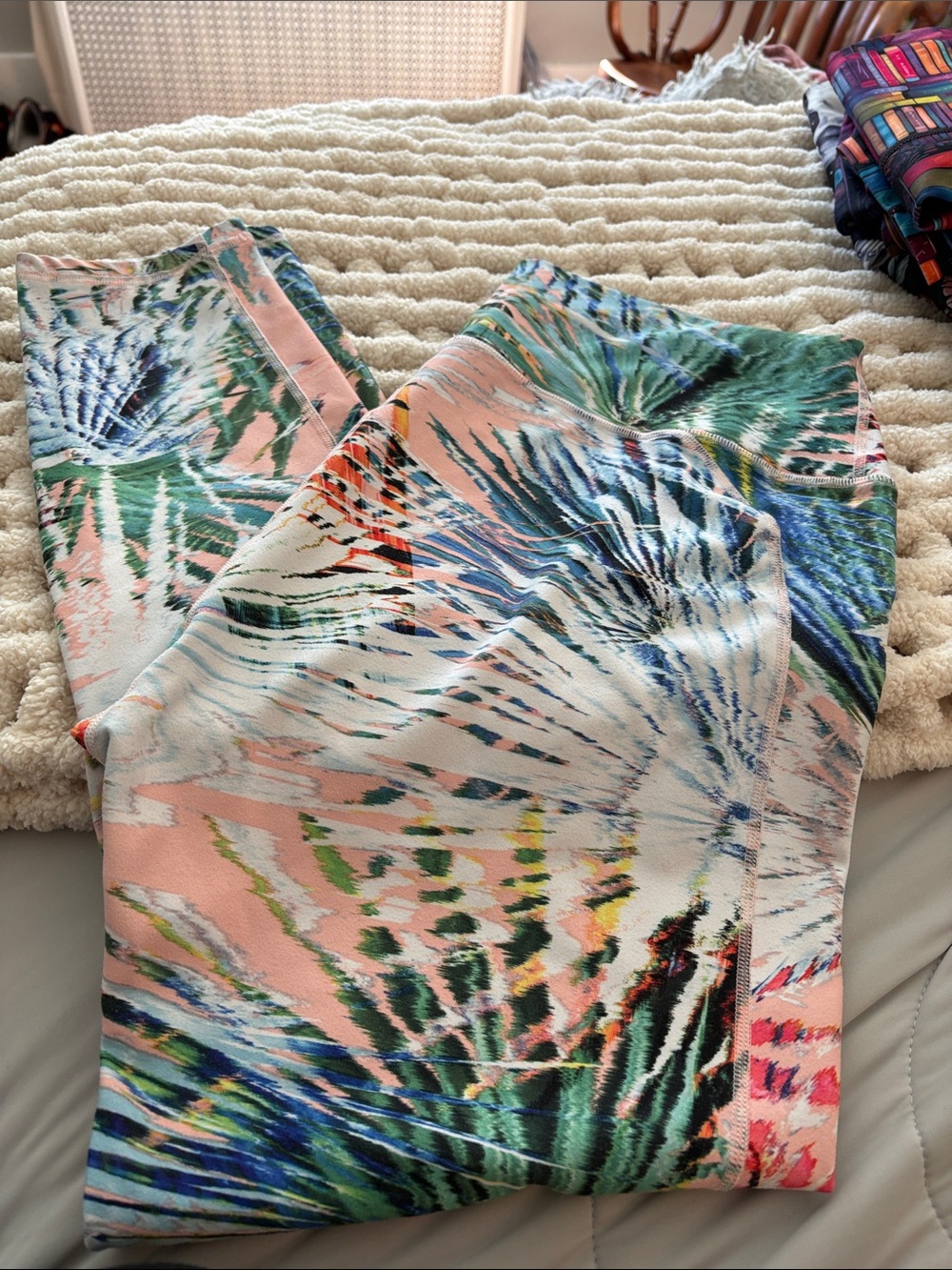 Fabletics Multicolor Tropical Print Leggings - Pink & Green